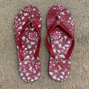 Coach Abbigail Red Flower Flip Flops Size 9